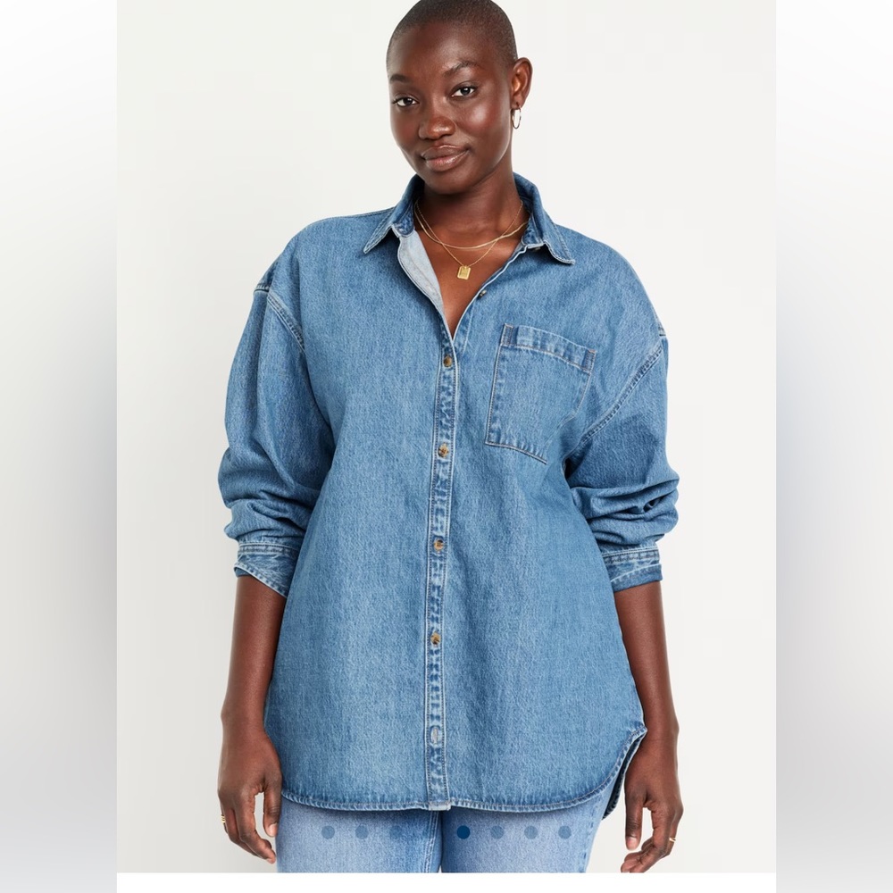 Boyfriend button down jean tunic